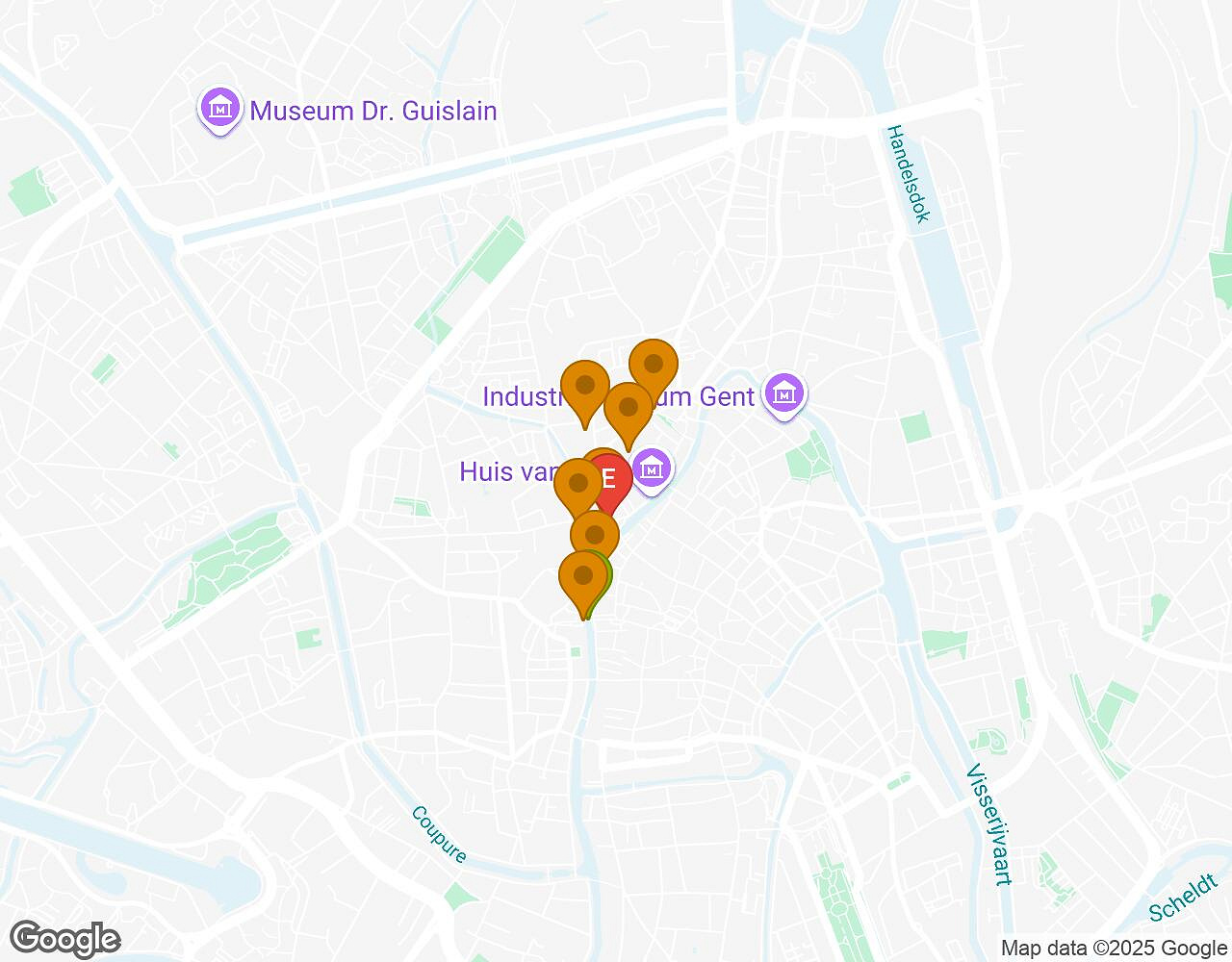 Carte interactive pour Sauvons le Marsupilami ! GAND indiquant le point de départ, le point d'arrivée et les points d'intérêt
