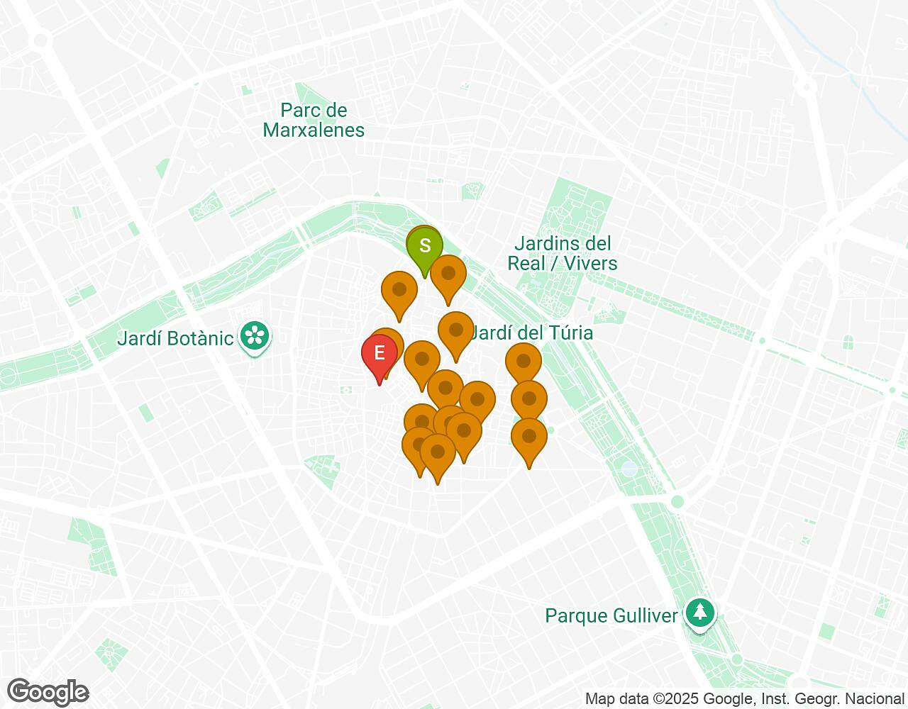 Carte interactive pour L'Affaire Walter VALENCIA indiquant le point de départ, le point d'arrivée et les points d'intérêt