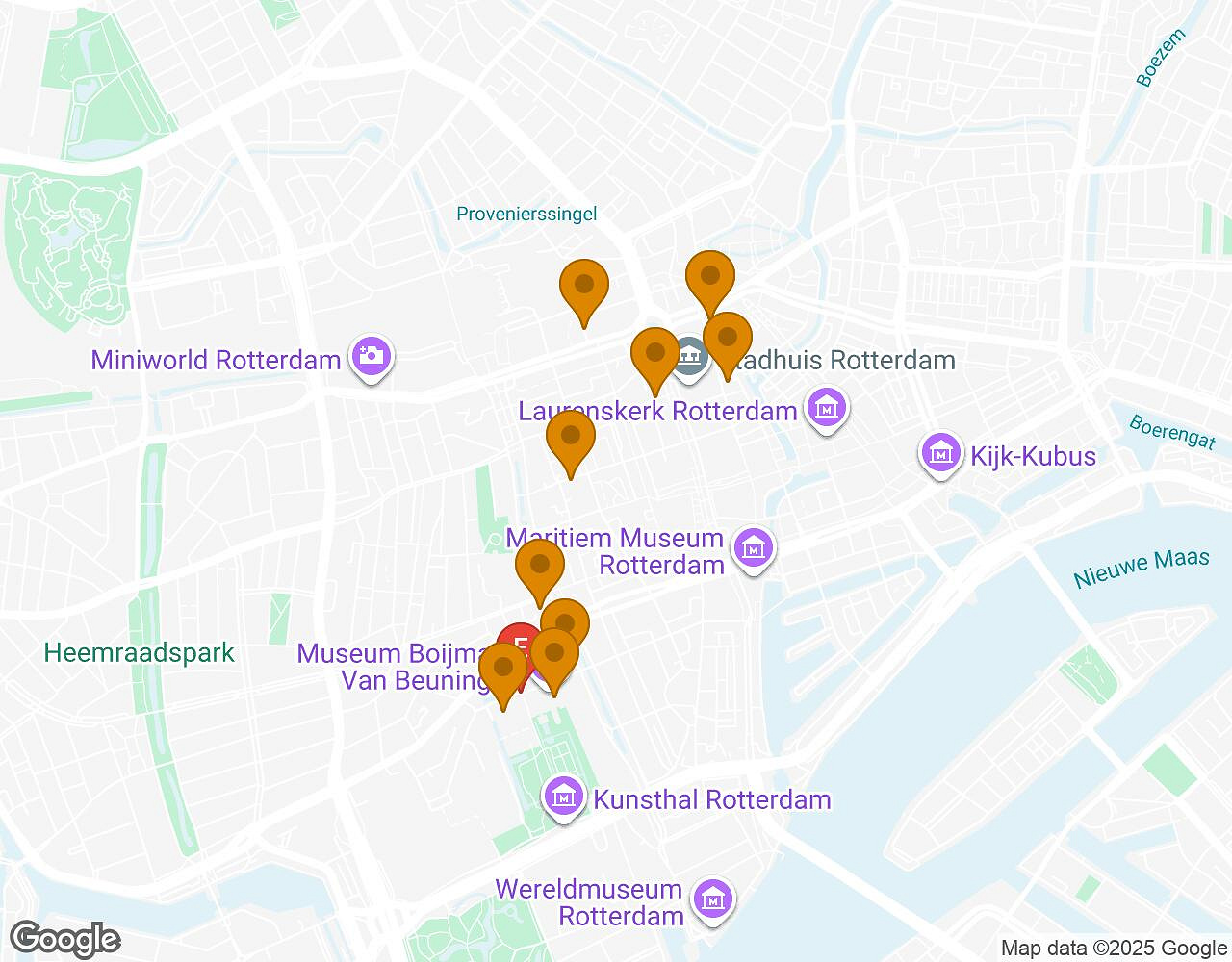 Carte interactive pour L'affaire Walter ROTTERDAM indiquant le point de départ, le point d'arrivée et les points d'intérêt