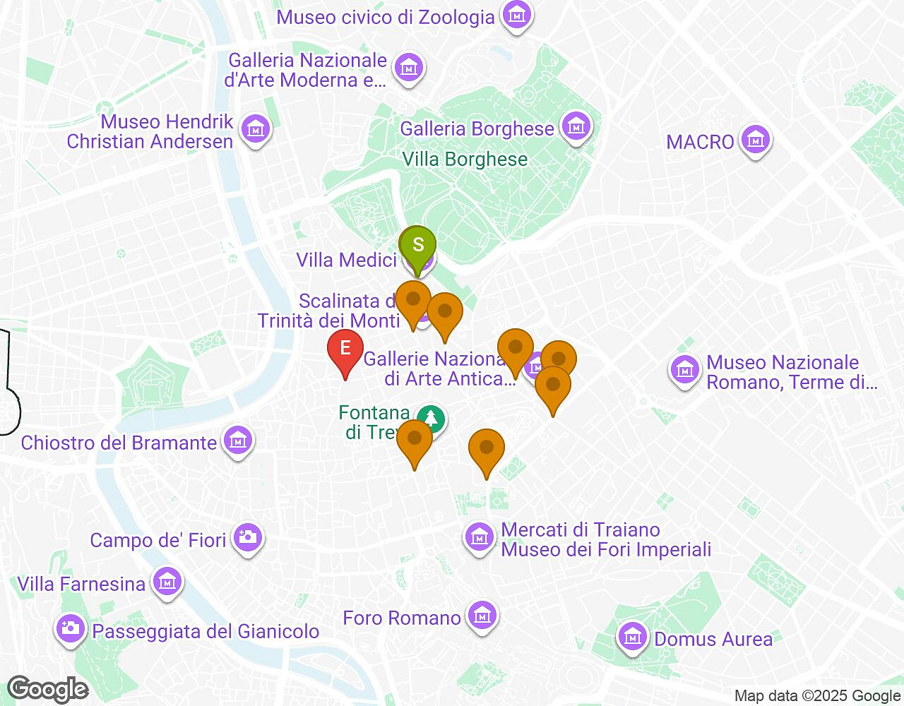 Carte interactive pour L'Affaire Walter ROME indiquant le point de départ, le point d'arrivée et les points d'intérêt