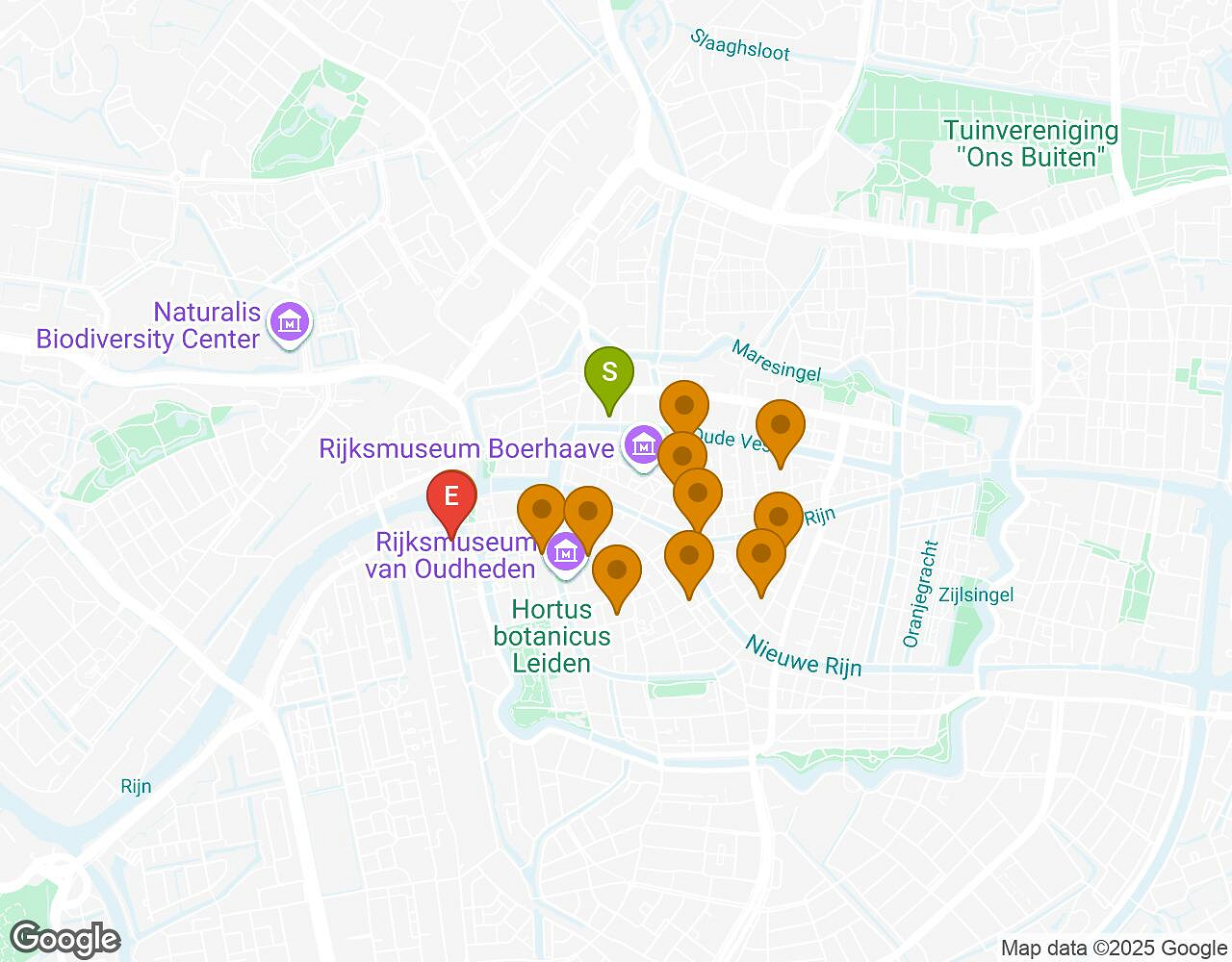 Carte interactive pour L'Alchimiste LEYDE indiquant le point de départ, le point d'arrivée et les points d'intérêt