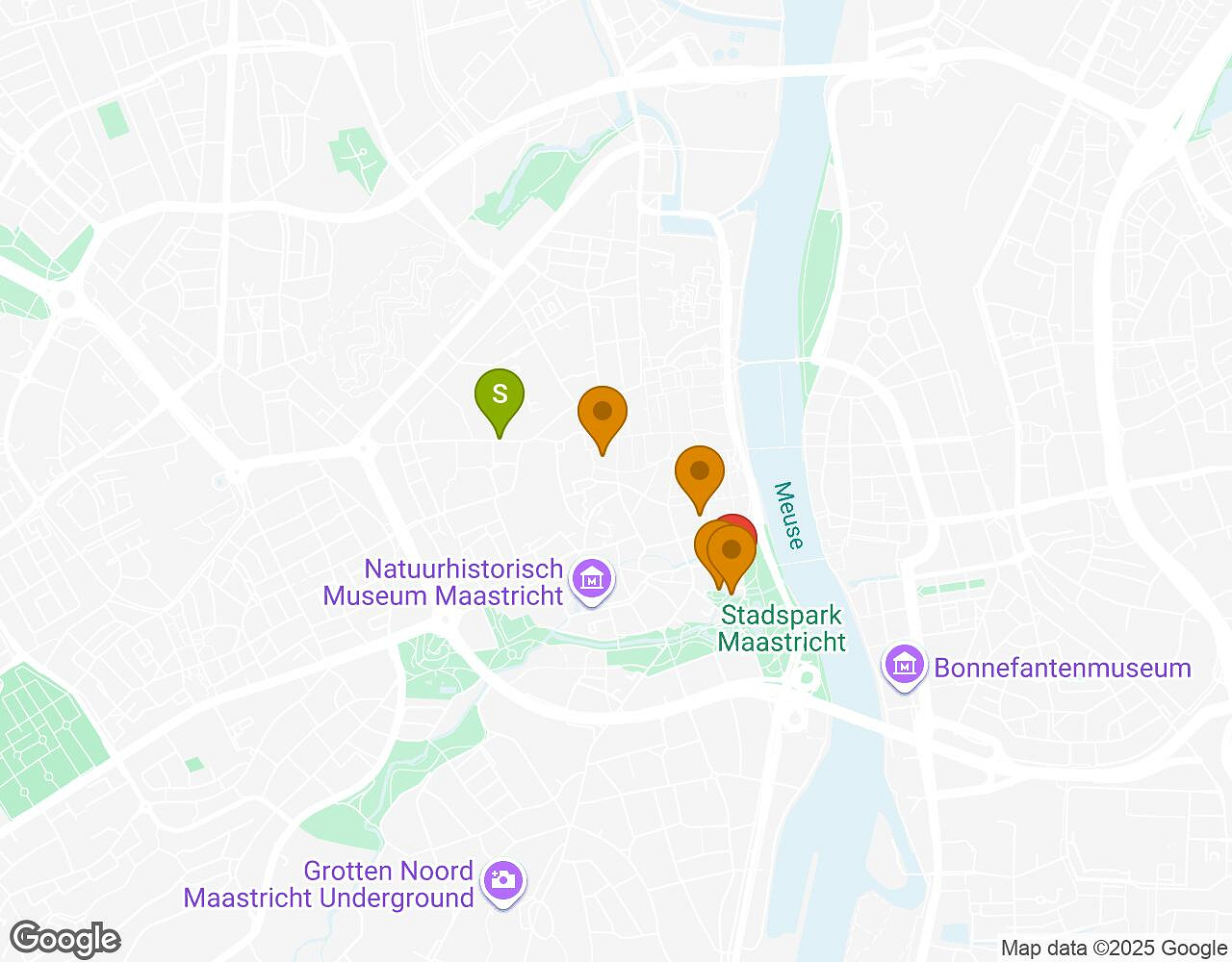 Carte interactive pour L'Alchimiste MAASTRICHT indiquant le point de départ, le point d'arrivée et les points d'intérêt