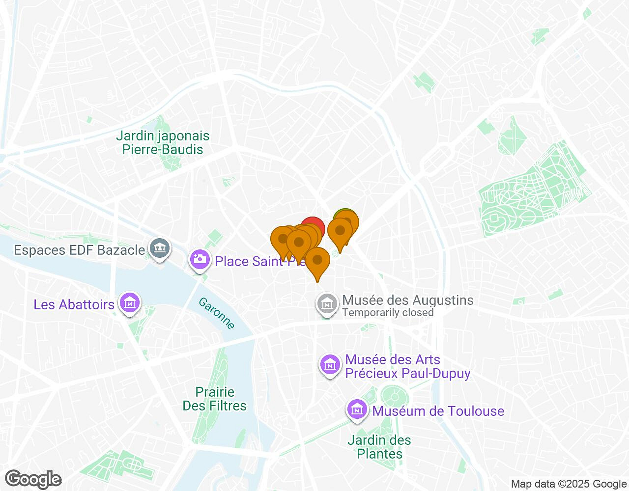 Interactieve kaart voor Peter Pan TOULOUSE met startpunt, eindpunt en bezienswaardigheden