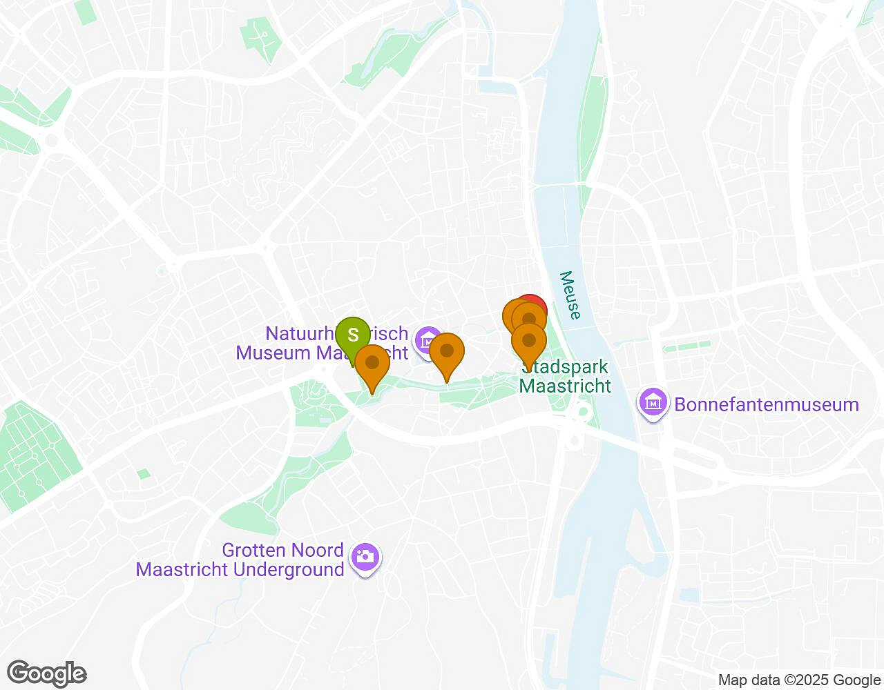Interactieve kaart voor Peter Pan MAASTRICHT met startpunt, eindpunt en bezienswaardigheden
