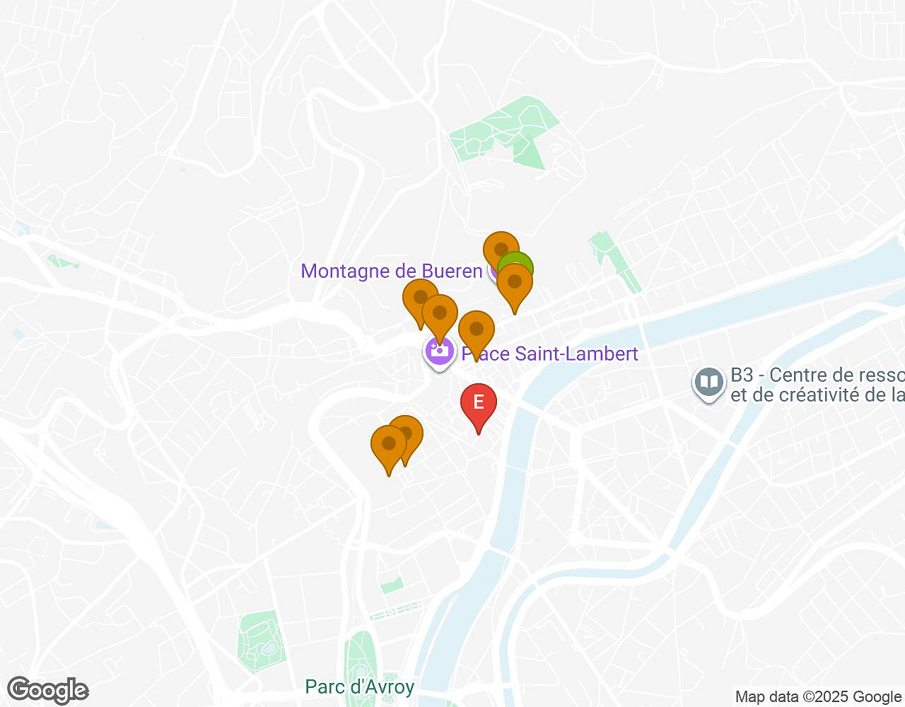 Interactieve kaart voor De Zaak Walter LUIK met startpunt, eindpunt en bezienswaardigheden