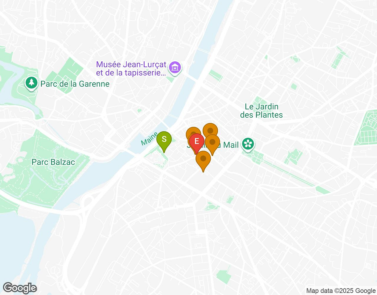 Carte interactive pour L'Affaire Walter ANGERS indiquant le point de départ, le point d'arrivée et les points d'intérêt