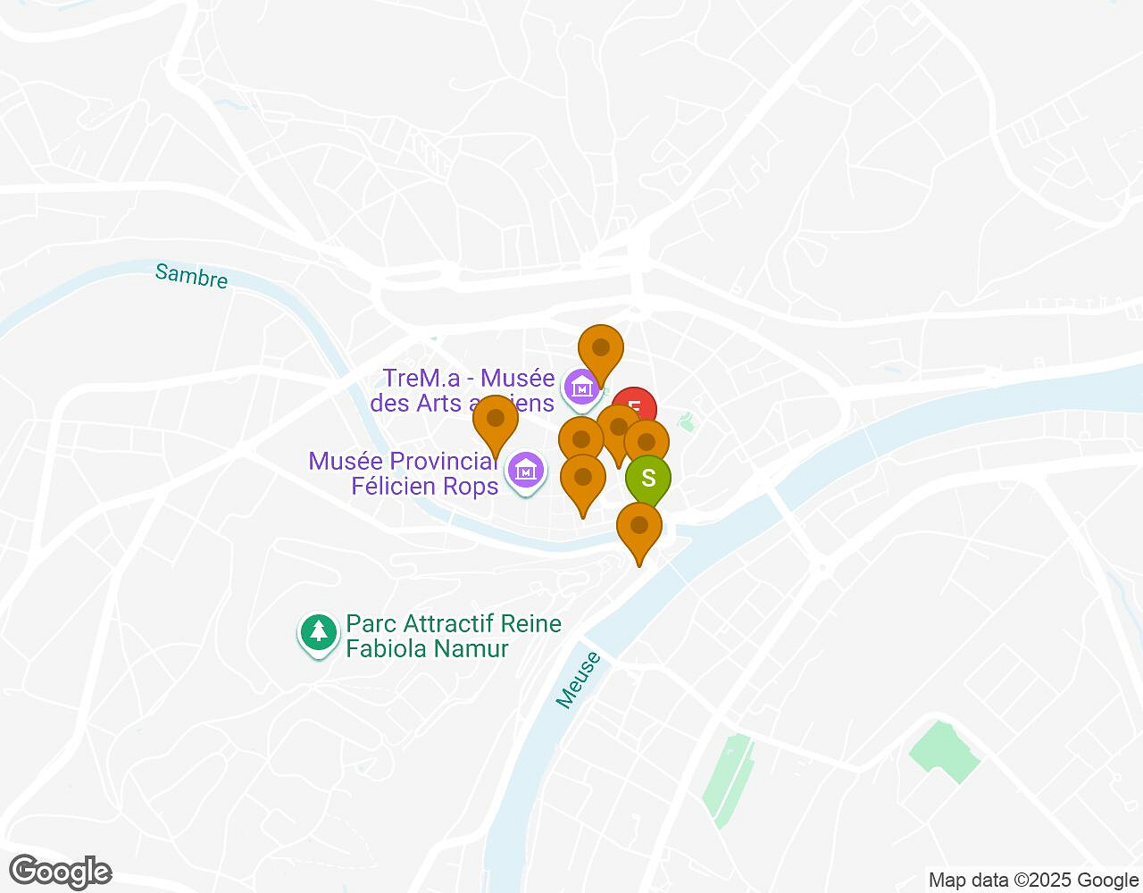 Interactieve kaart voor De Zaak Walter NAMEN met startpunt, eindpunt en bezienswaardigheden