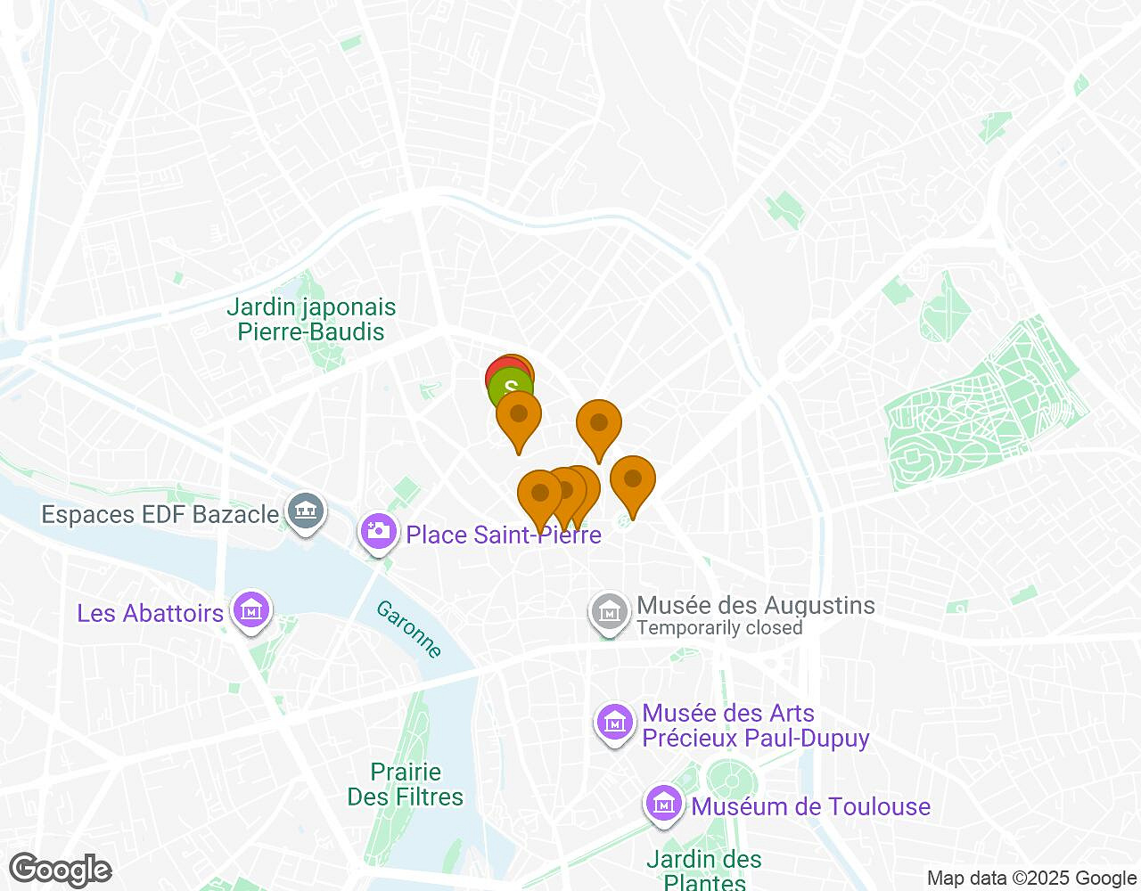 Carte interactive pour L'Affaire Walter TOULOUSE indiquant le point de départ, le point d'arrivée et les points d'intérêt