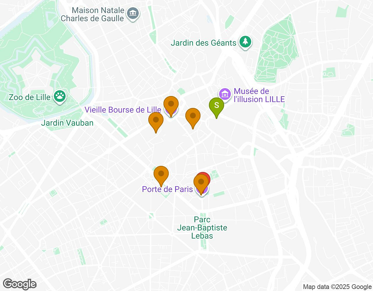 Interactieve kaart voor De Zaak Walter LILLE met startpunt, eindpunt en bezienswaardigheden