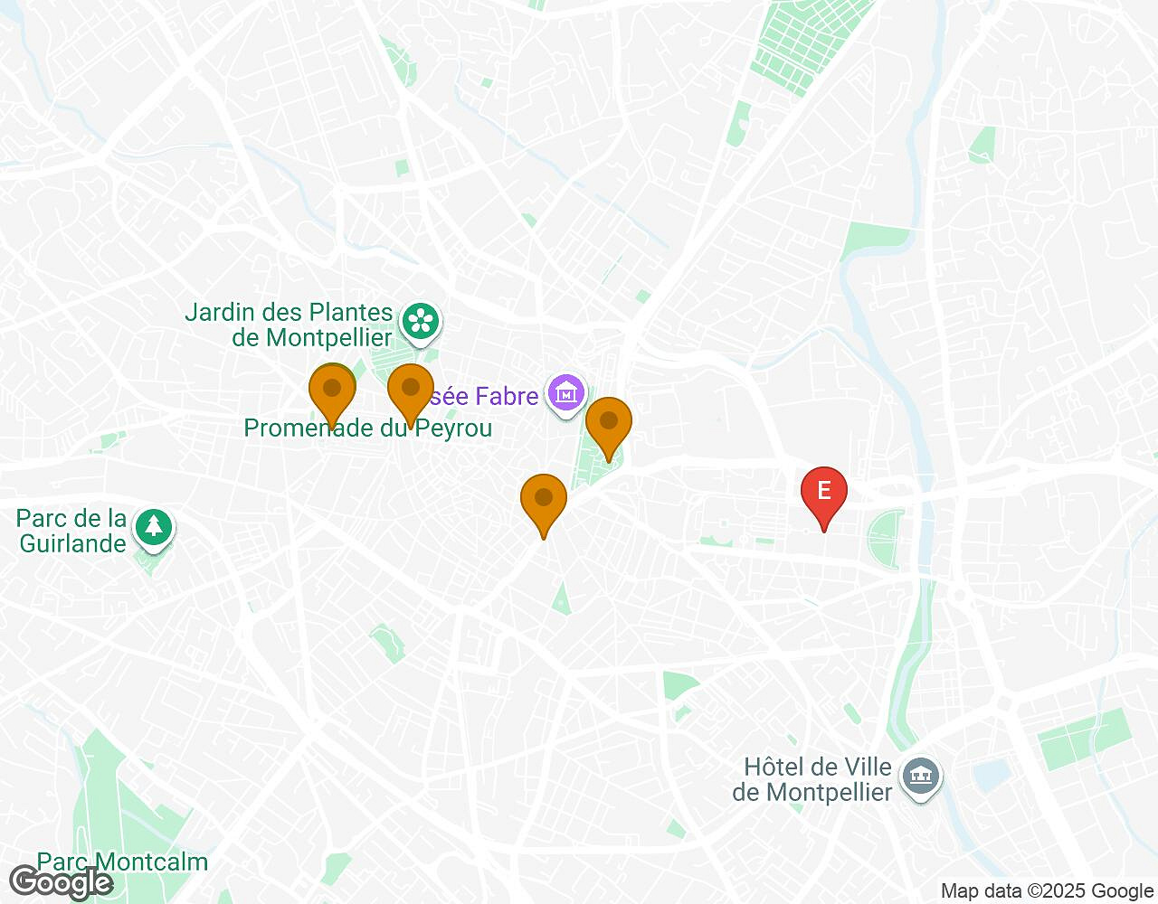 Carte interactive pour L'Affaire Walter MONTPELLIER indiquant le point de départ, le point d'arrivée et les points d'intérêt
