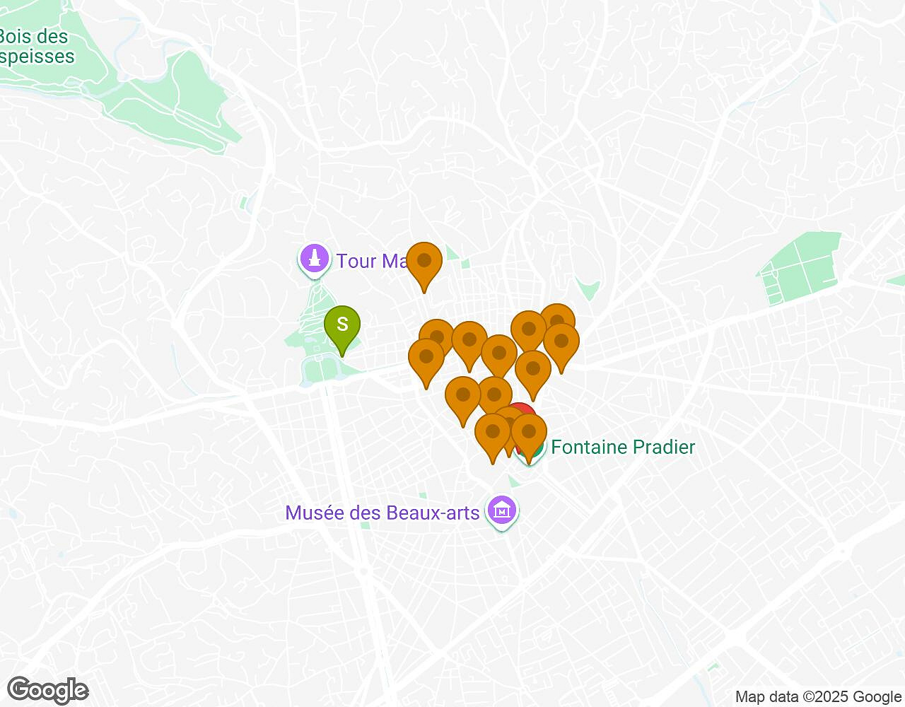 Carte interactive pour L'Alchimiste NIMES indiquant le point de départ, le point d'arrivée et les points d'intérêt