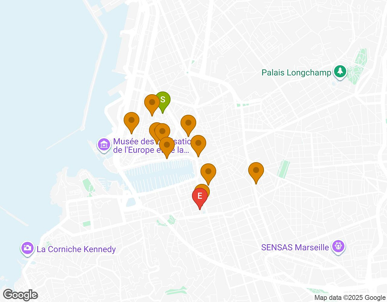Carte interactive pour L'Alchimiste MARSEILLE indiquant le point de départ, le point d'arrivée et les points d'intérêt