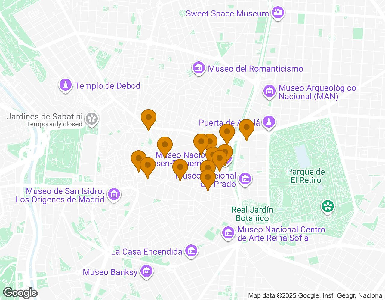 Interactive map for The Walter Case MADRID showing start point, end point and points of interest