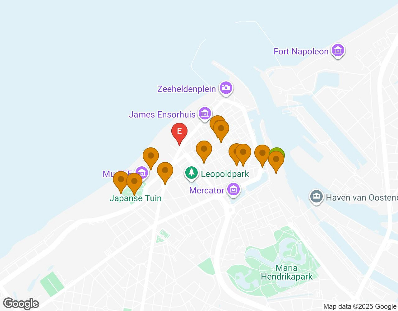 Interactive map for The Walter Case OOSTENDE showing start point, end point and points of interest