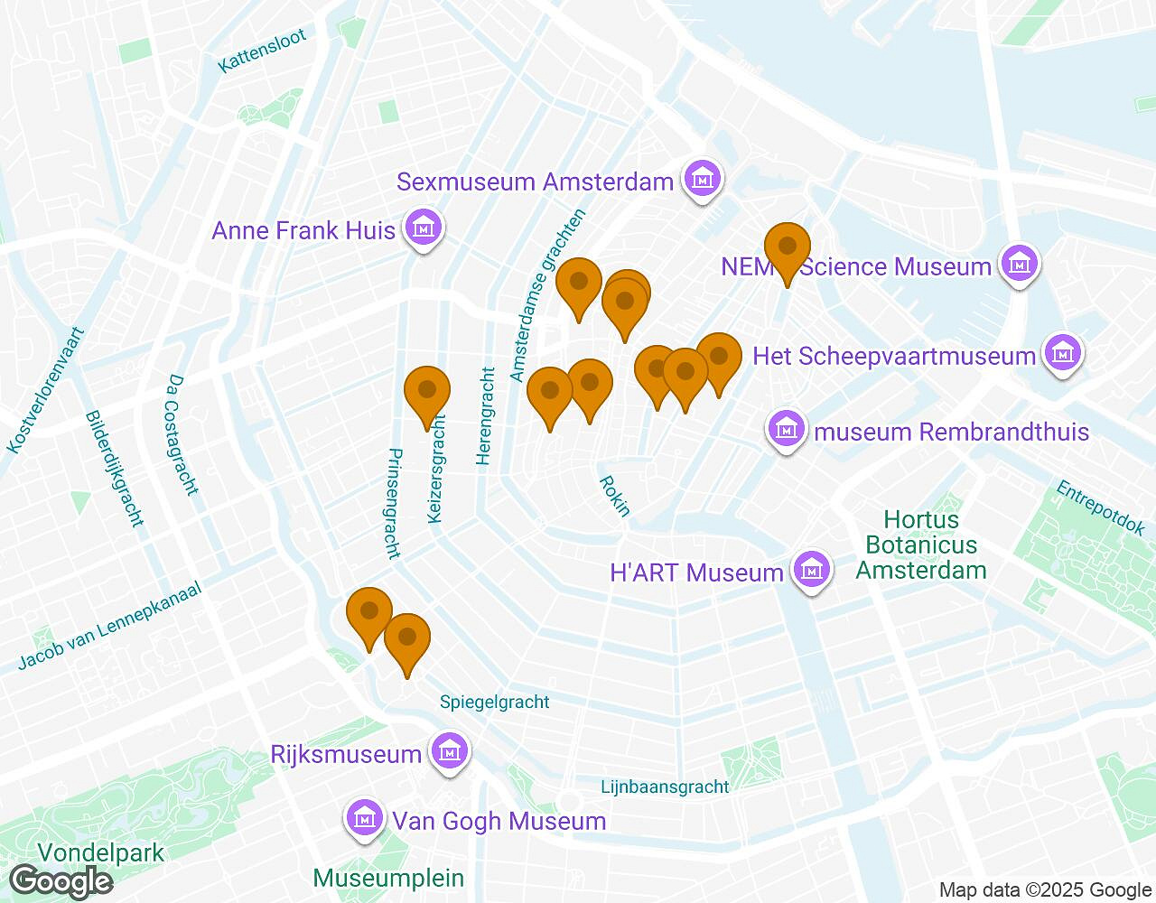 Interactive map for The Walter Case AMSTERDAM showing start point, end point and points of interest