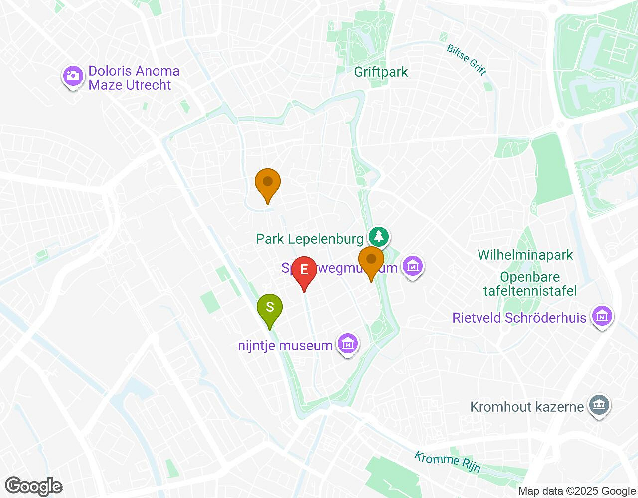Interactive map for The Alchemist UTRECHT showing start point, end point and points of interest
