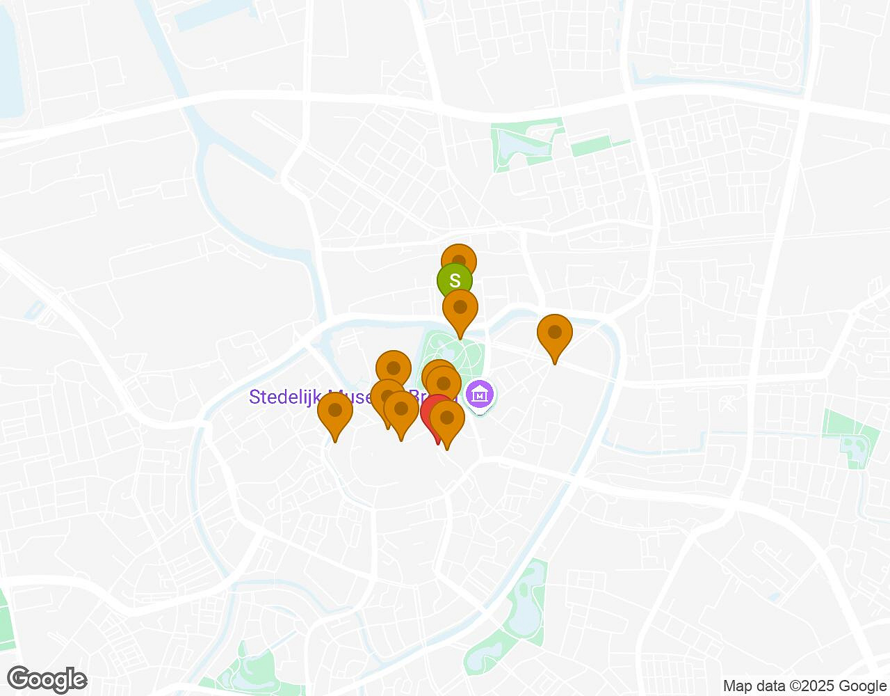 Interactive map for The Alchemist BREDA showing start point, end point and points of interest