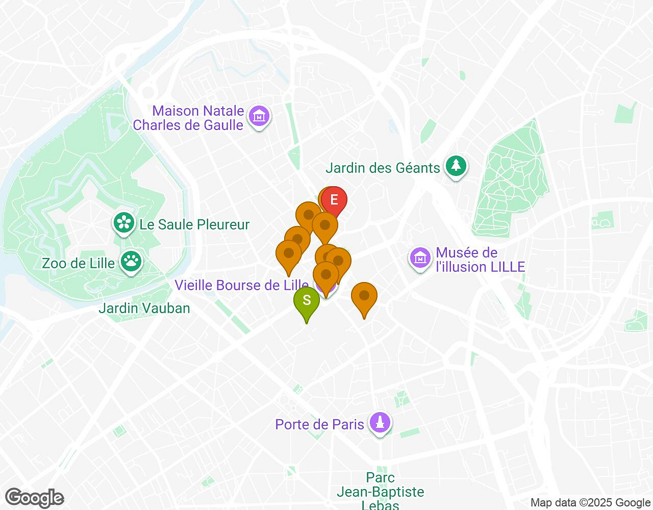 Interactive map for Crazytopia LILLE showing start point, end point and points of interest