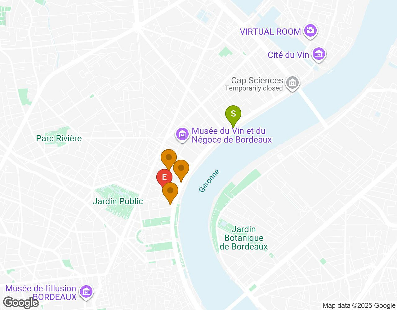 Interactive map for Crazytopia BORDEAUX showing start point, end point and points of interest