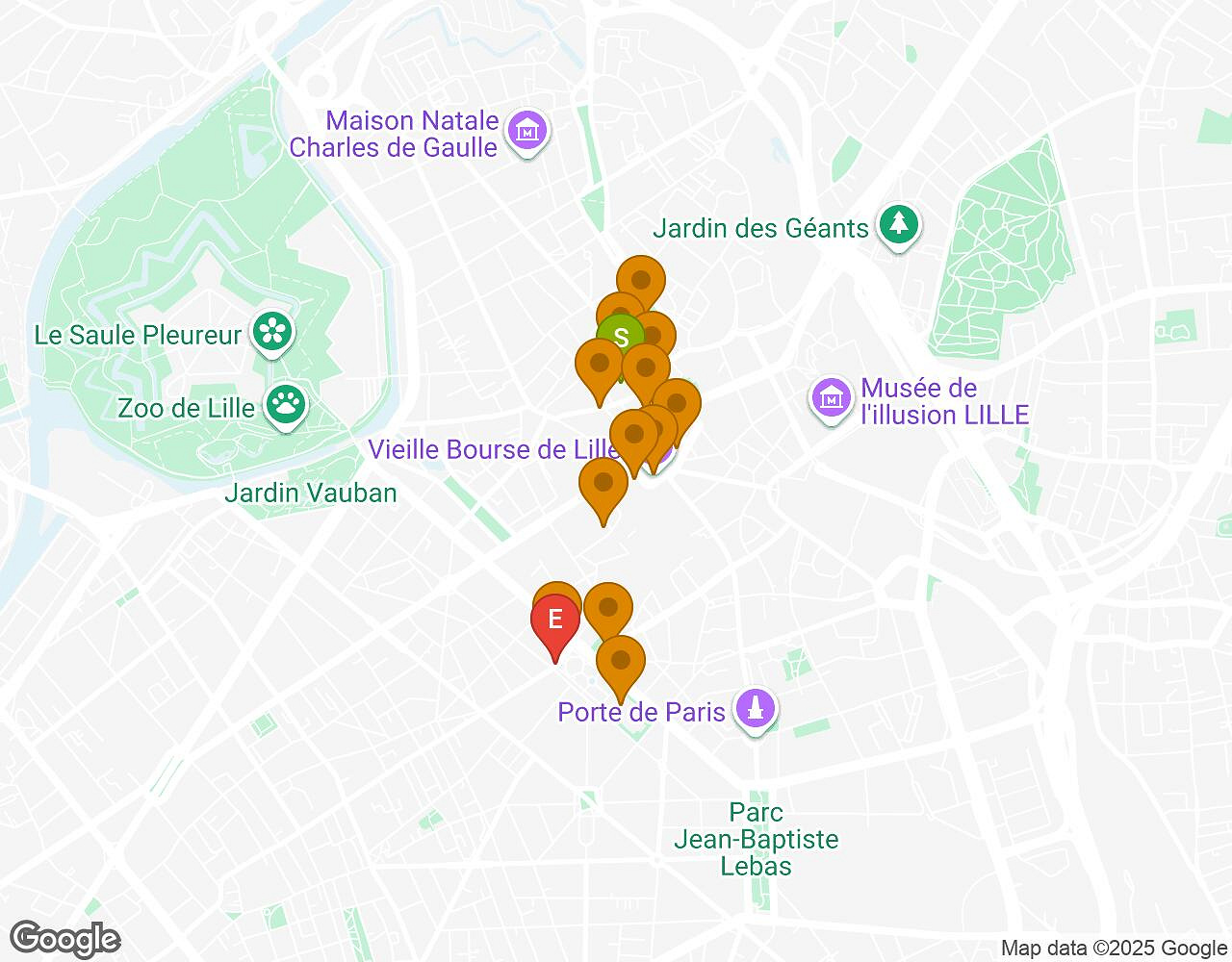 Interactive map for Peter Pan LILLE showing start point, end point and points of interest