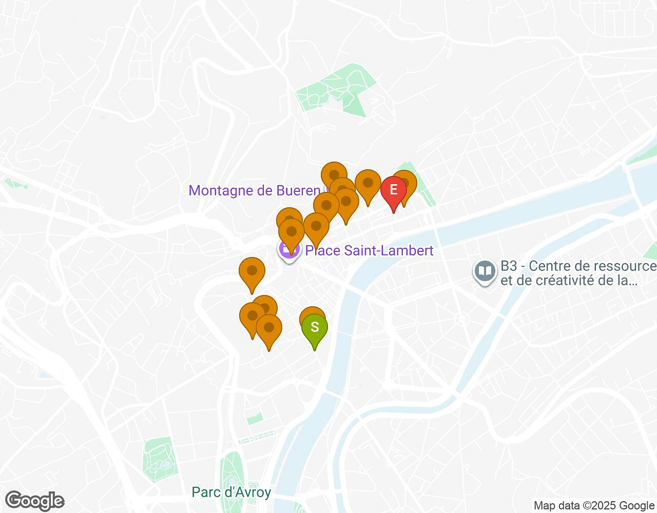 Interactive map for Peter Pan LIEGE showing start point, end point and points of interest
