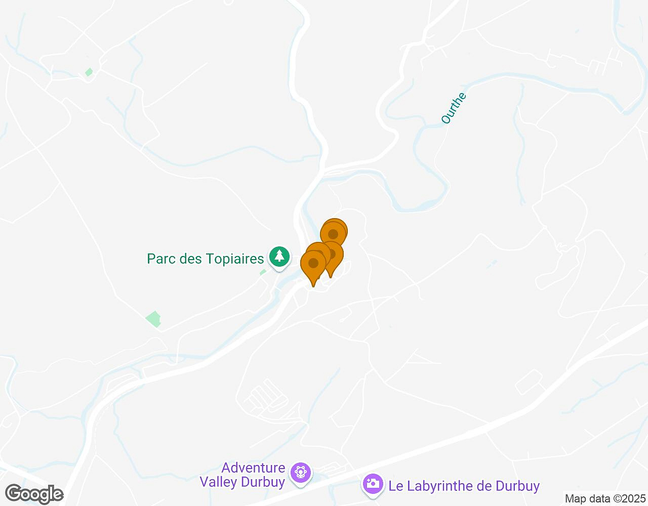 Interactive map for Bachelor Challenge DURBUY showing start point, end point and points of interest