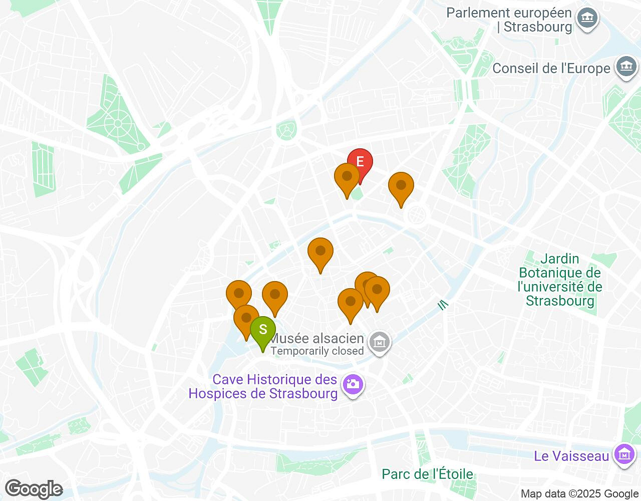Interactive map for The Alchemist STRASBOURG showing start point, end point and points of interest