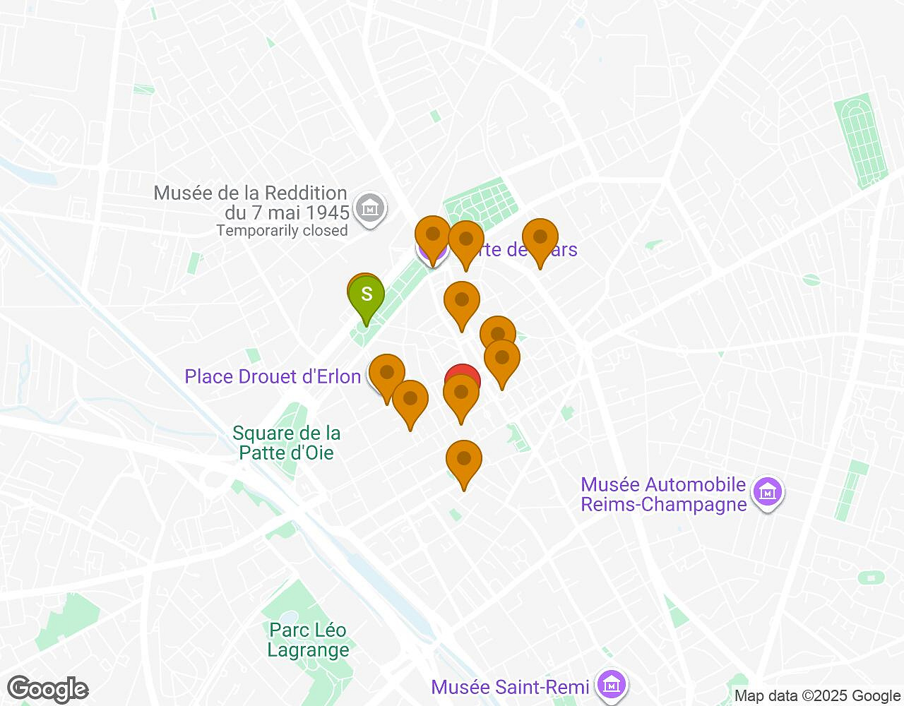 Interactive map for The Alchemist REIMS showing start point, end point and points of interest