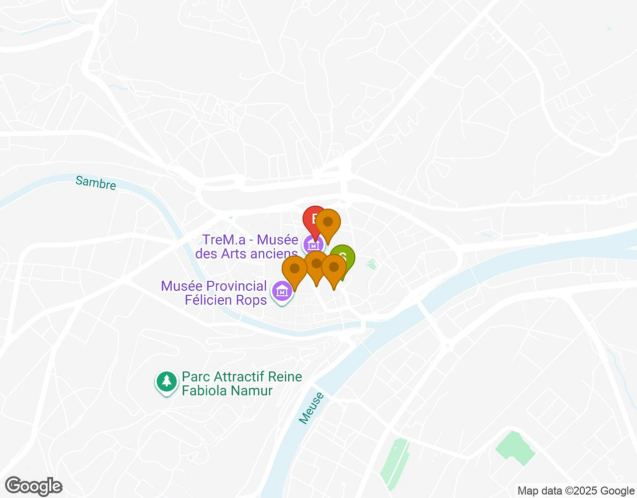 Interactive map for Red Nights NAMUR showing start point, end point and points of interest